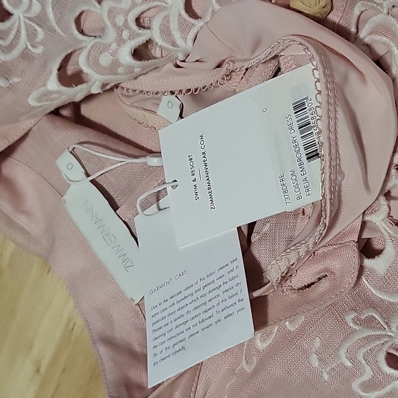 ZIMMERMANN Freja Embroidered Pink Linen Dress - Picture 3 of 9